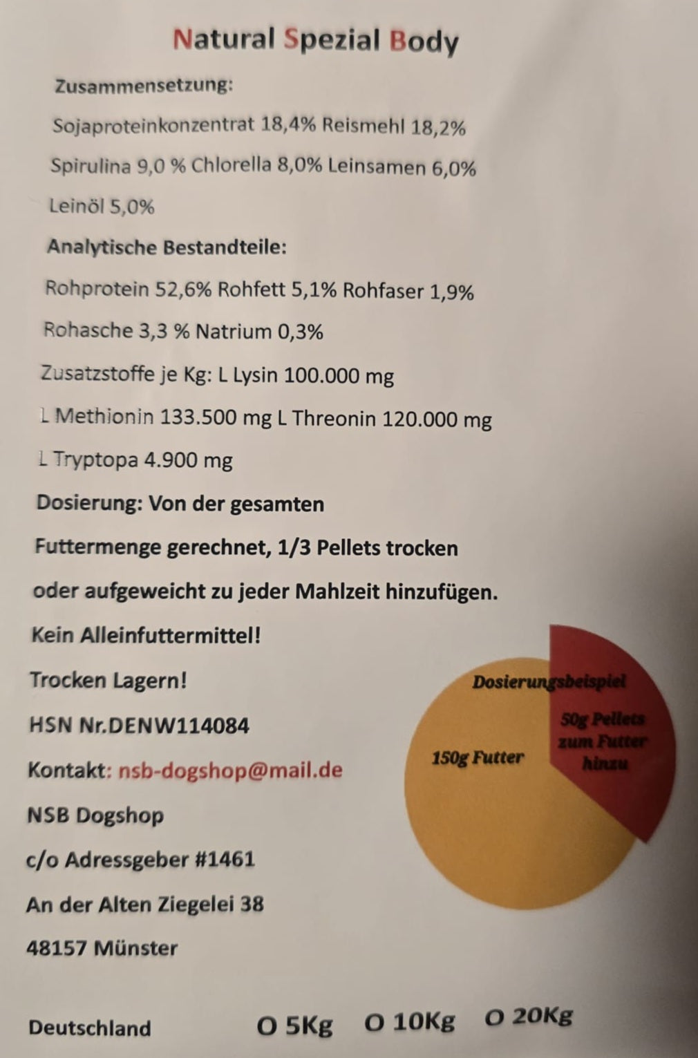 Muskelaufbauzusatz 5kg versandkostenfrei innerhalb Deutschland